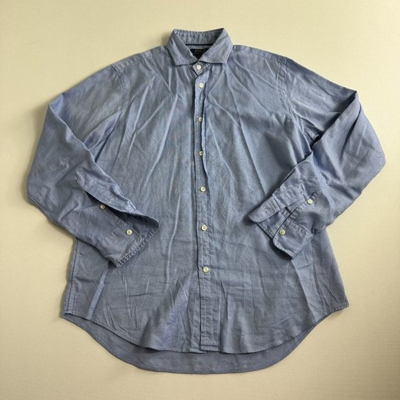 Polo Ralph Lauren RL Oxford Blue Button Up Shirt Long Sleeve Mens Size‎ Medium - Picture 1 of 7